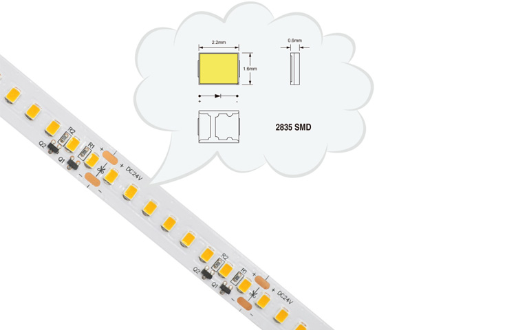 Tira LED 220V Osram chip SMD2835, 120Led/m, 0-10V regulable, cort